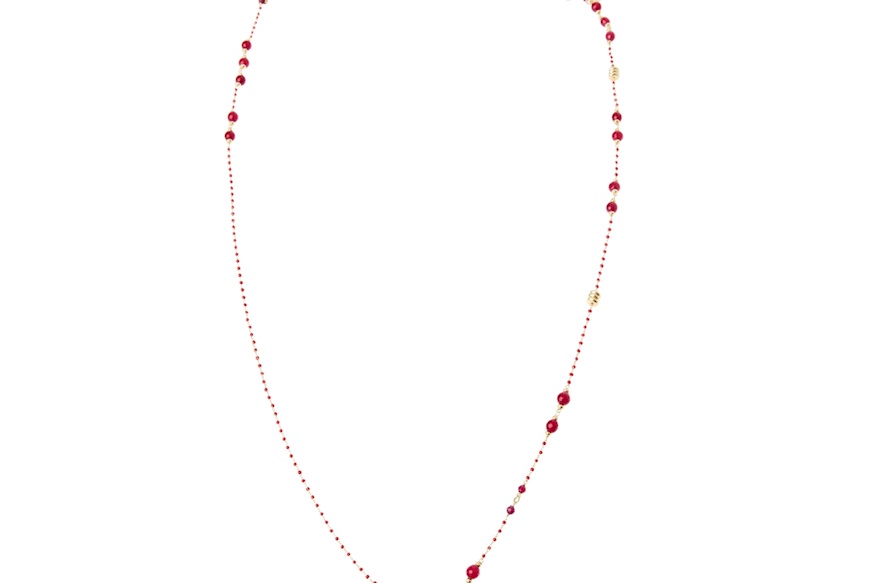Collana argento dorato con smaltini rossi e granato Selezione Zanolli