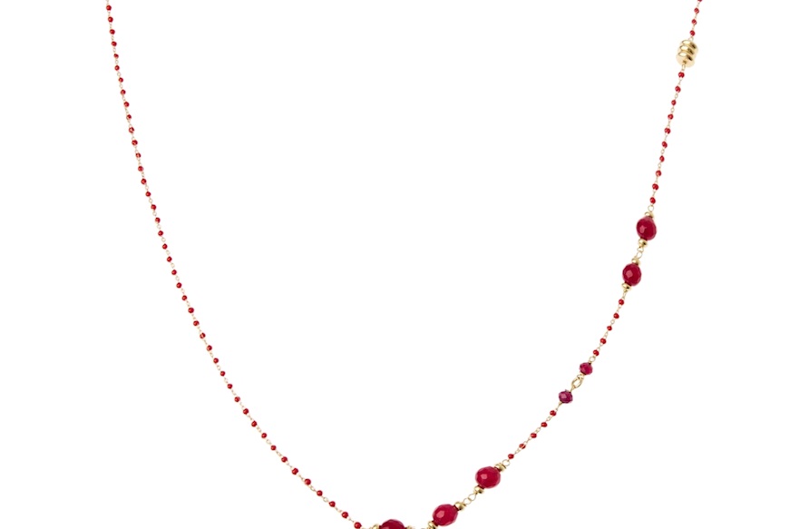 Collana argento dorato con smaltini rossi e granato Selezione Zanolli
