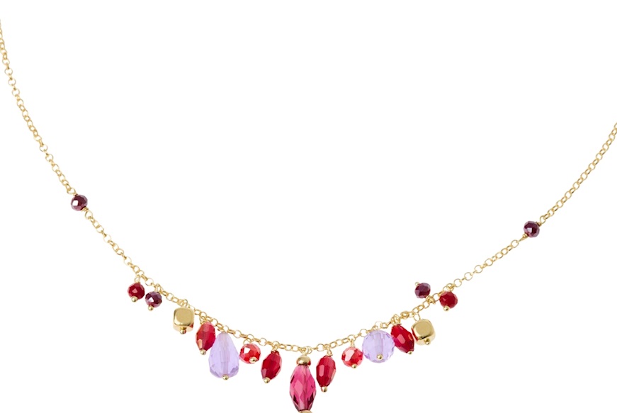 Collana argento dorato con cristalli bordeaux/viola Selezione Zanolli