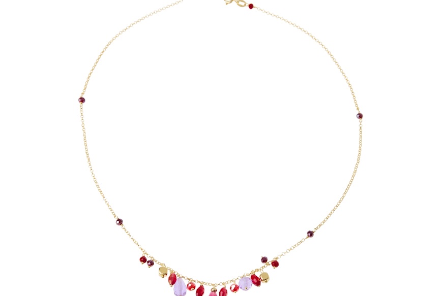 Collana argento dorato con cristalli bordeaux/viola Selezione Zanolli