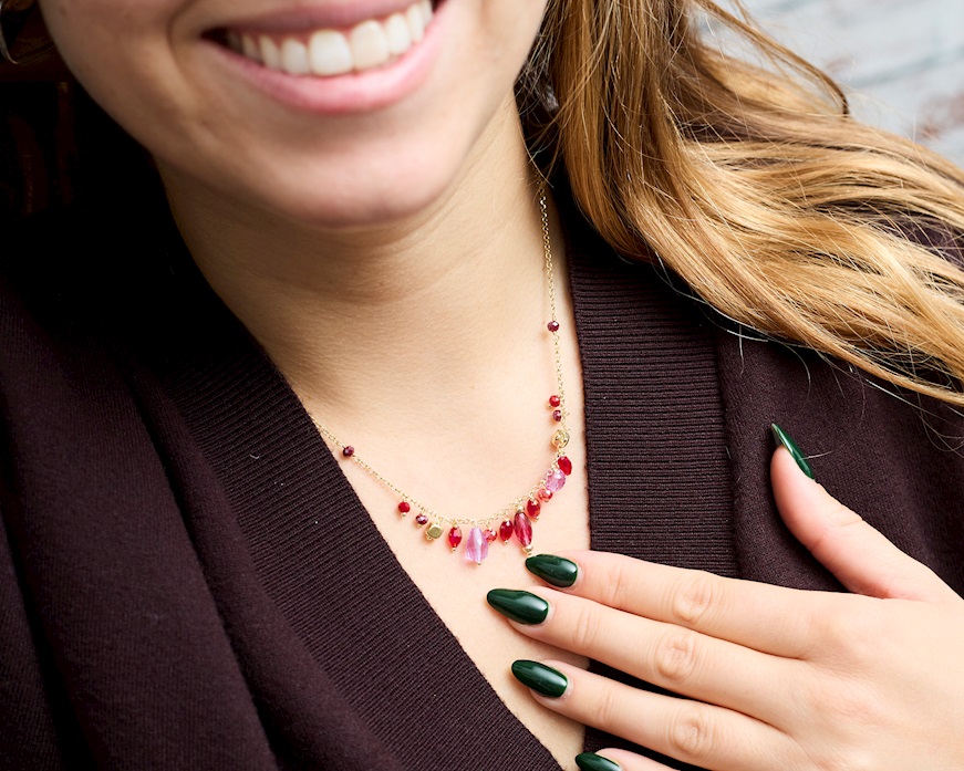 Collana argento dorato con cristalli bordeaux/viola Selezione Zanolli