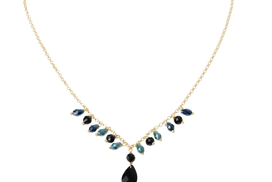 Collana argento dorato con cristalli blu ottanio Selezione Zanolli