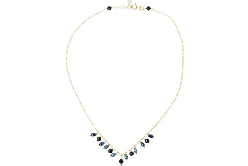 Collana argento dorato con cristalli blu ottanio Selezione Zanolli