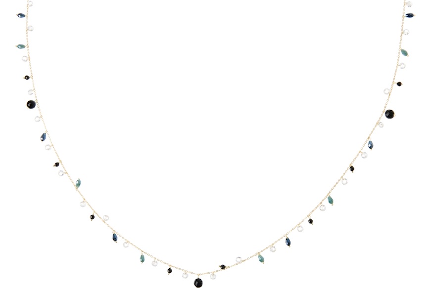 Collana argento dorato con cristalli blu ottanio e zirconi bianchi Selezione Zanolli