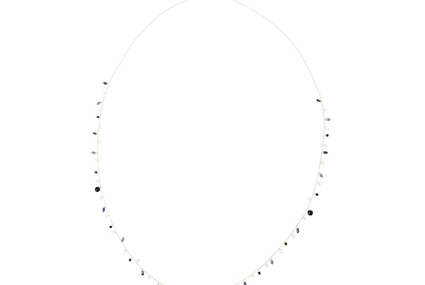 Collana argento dorato con cristalli blu ottanio e zirconi bianchi Selezione Zanolli