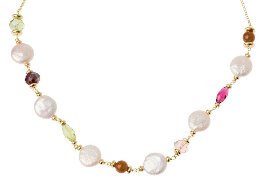 Collana argento dorato con perla e cristalli Selezione Zanolli