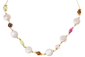 Collana argento dorato con perla e cristalli Selezione Zanolli