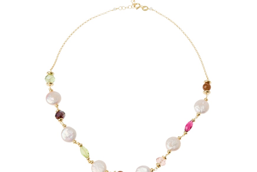 Collana argento dorato con perla e cristalli Selezione Zanolli