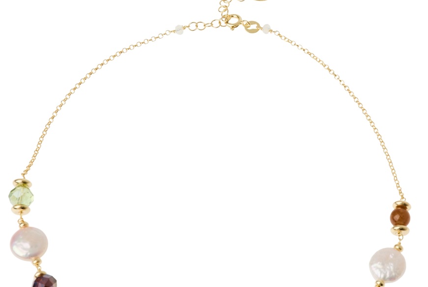 Collana argento dorato con perla e cristalli Selezione Zanolli