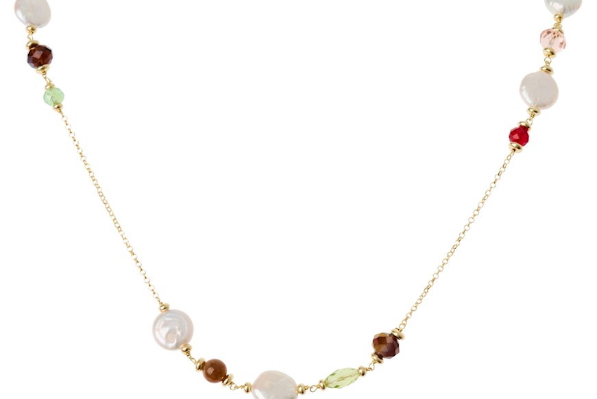 Collana argento dorato con perla e cristalli Selezione Zanolli