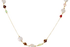 Collana argento dorato con perla e cristalli Selezione Zanolli