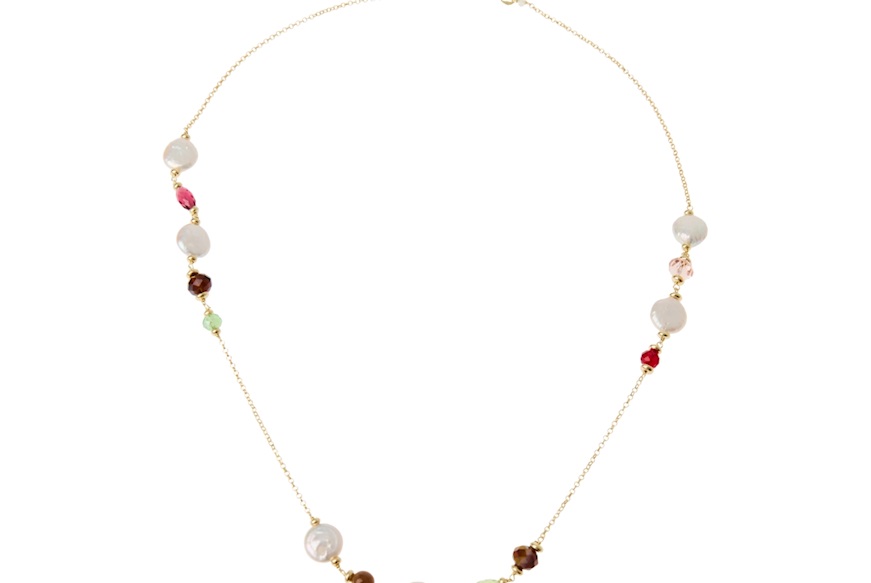 Collana argento dorato con perla e cristalli Selezione Zanolli