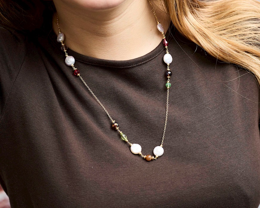 Necklace silver with pearls and crystals Selezione Zanolli