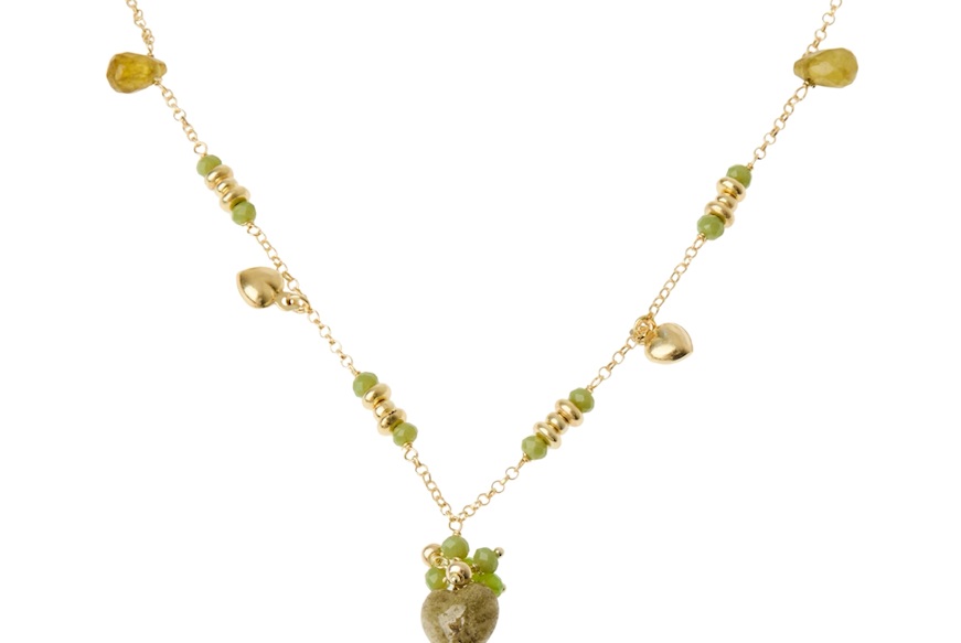 Collana argento dorato con labradorite e giada Selezione Zanolli