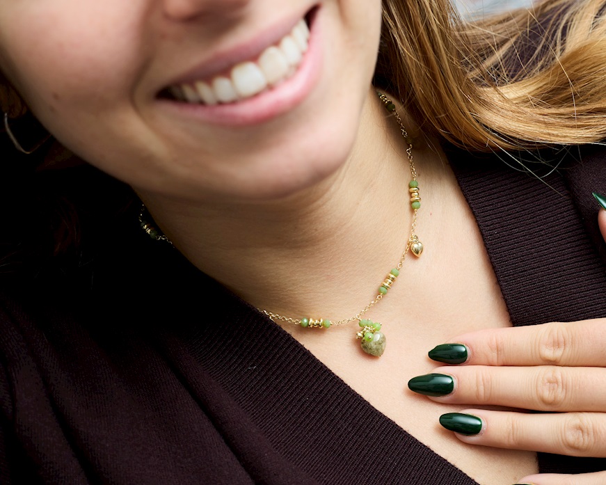Necklace silver with labradorite and jade Selezione Zanolli