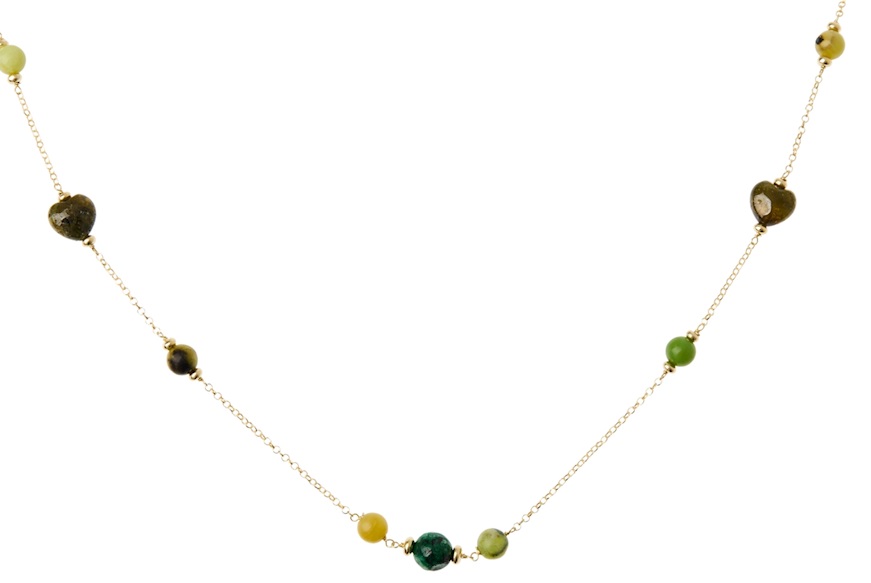 Collana argento dorato con labradorite e giada Selezione Zanolli