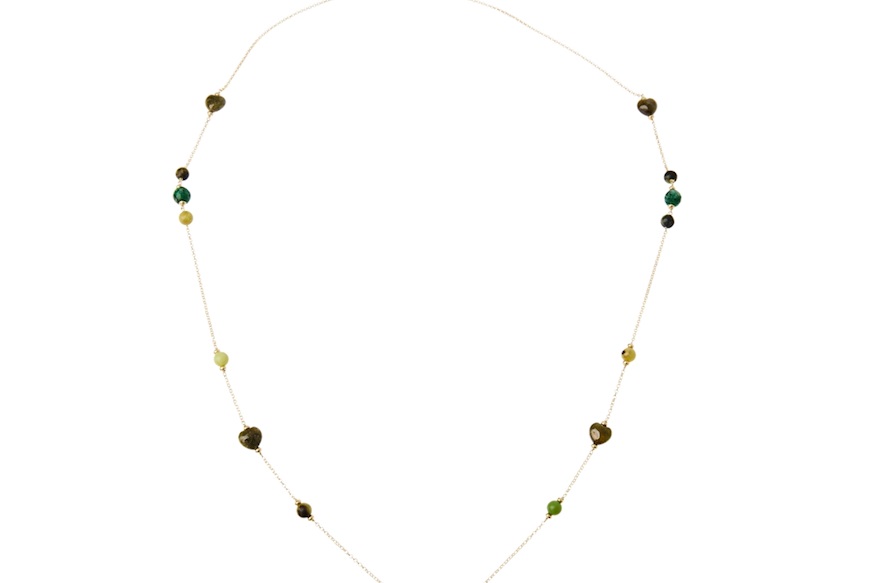 Collana argento dorato con labradorite e giada Selezione Zanolli