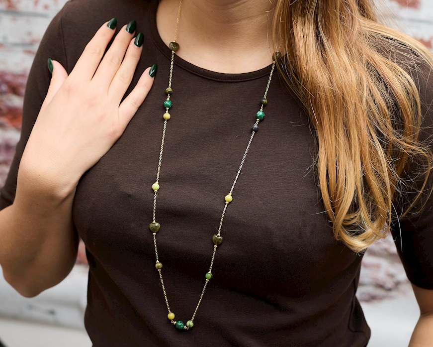 Necklace silver with labradorite and jade Selezione Zanolli