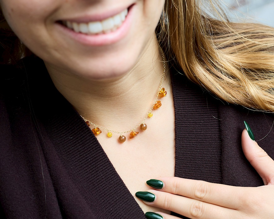 Collana argento dorato con ambra Selezione Zanolli