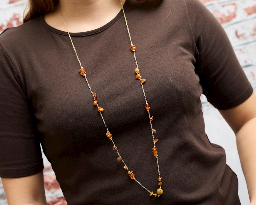 Collana argento dorato con ambra Selezione Zanolli