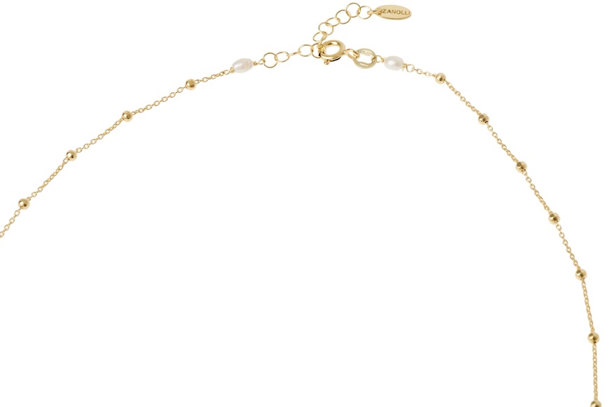 Collana argento dorato con chicco satinato e perla di fiume barocca Selezione Zanolli