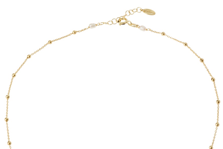 Collana argento dorato con chicco satinato e perla Selezione Zanolli