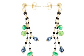 Orecchini argento dorato con smaltini blu e cristalli verdi/blu Selezione Zanolli