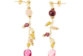 Orecchini argento dorato con quarzo, corniola e zircone bordeaux Selezione Zanolli