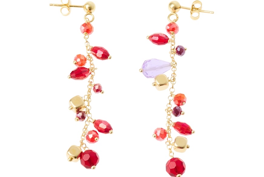 Orecchini argento dorato con cristalli bordeaux/viola Selezione Zanolli