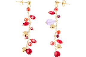 Orecchini argento dorato con cristalli bordeaux/viola Selezione Zanolli