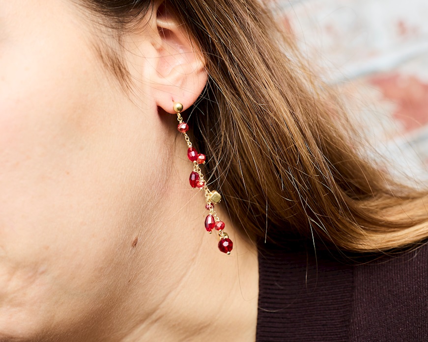 Earrings silver with bordeaux/violet crystals Selezione Zanolli