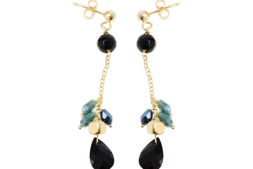 Orecchini argento dorato con cristalli blu ottanio Selezione Zanolli