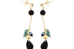 Orecchini argento dorato con cristalli blu ottanio Selezione Zanolli