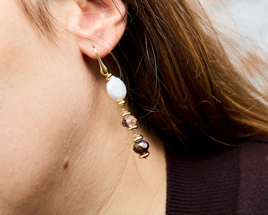 Earrings silver with pearls and crystals Selezione Zanolli