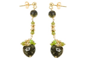 Orecchini argento dorato con labradorite e giada Selezione Zanolli