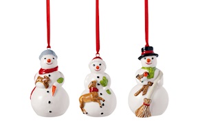 Idea regalo Natale Addobbi di Natale Nostalgic Ornaments porcellana Pupazzi di neve 3 pezzi Villeroy & Boch