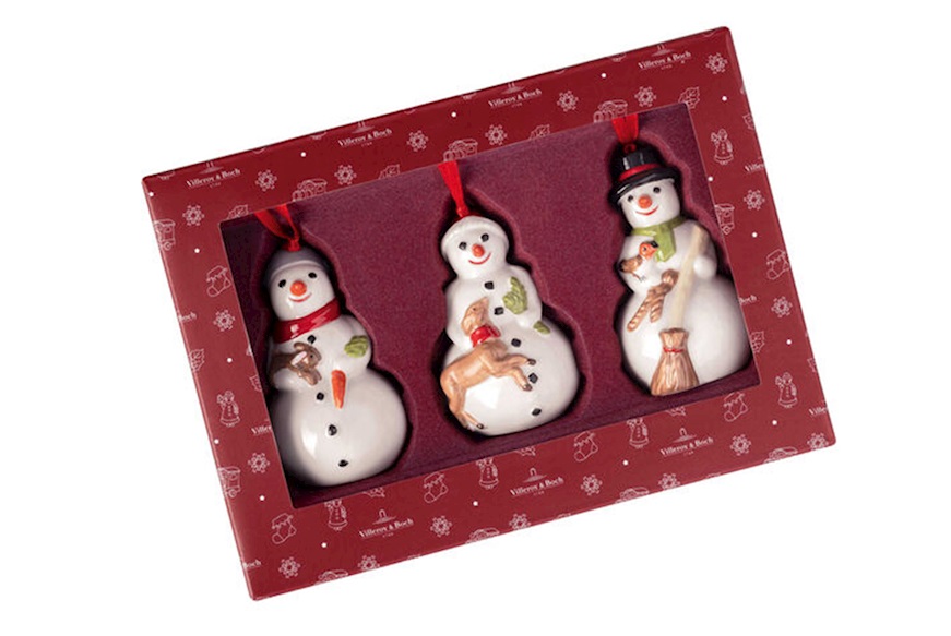 Idea regalo Natale Addobbi di Natale Nostalgic Ornaments porcellana Pupazzi di neve 3 pezzi Villeroy & Boch
