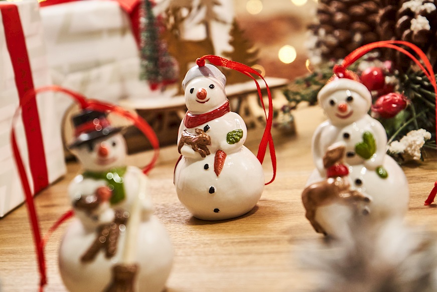 Idea regalo Natale Addobbi di Natale Nostalgic Ornaments porcellana Pupazzi di neve 3 pezzi Villeroy & Boch