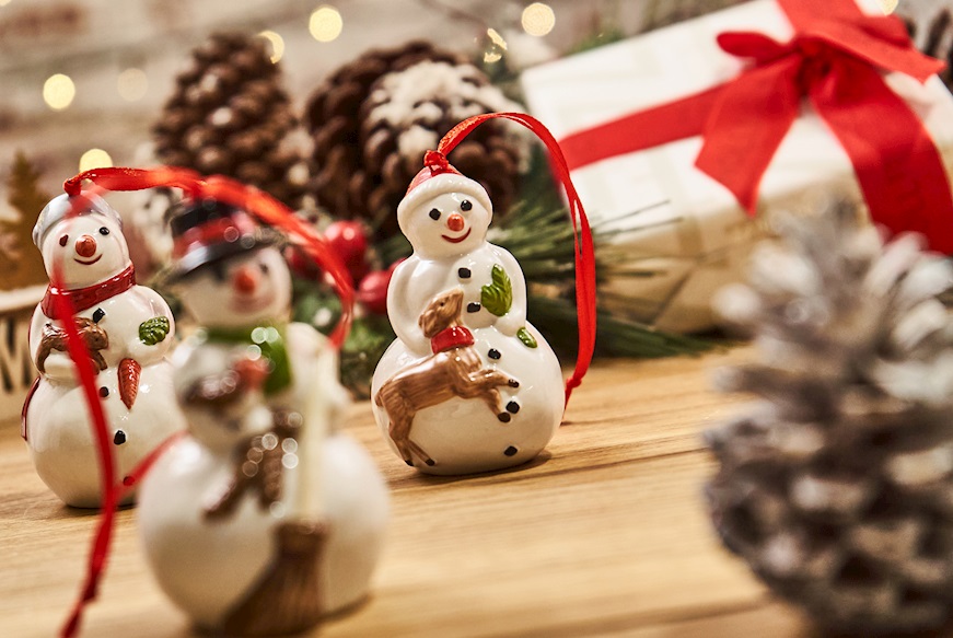 Idea regalo Natale Addobbi di Natale Nostalgic Ornaments porcellana Pupazzi di neve 3 pezzi Villeroy & Boch