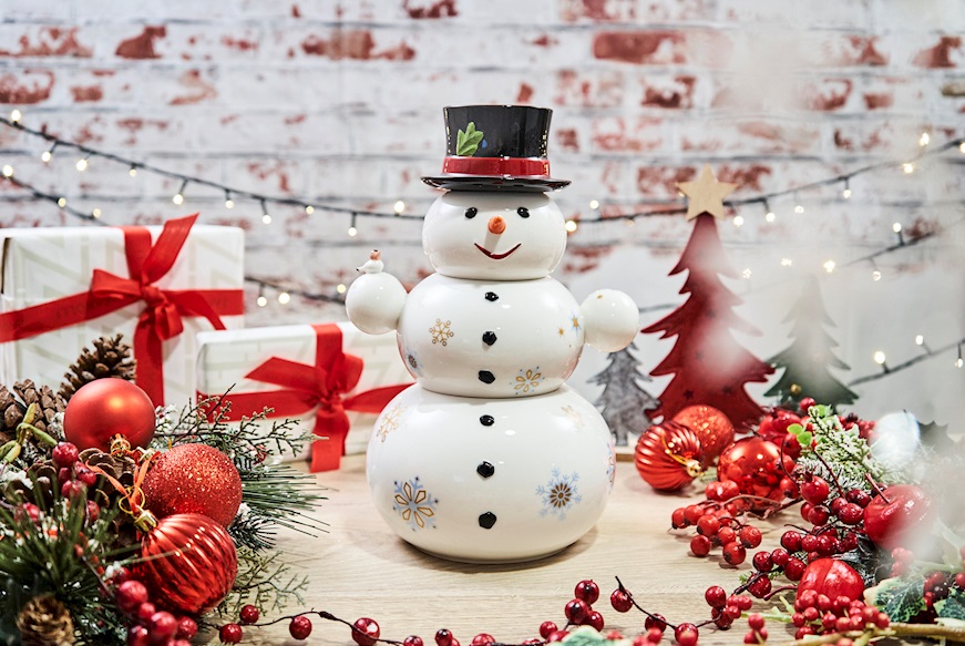 Idea regalo Natale Barattolo Christmas Toys Memory porcellana Pupazzo di neve Villeroy & Boch