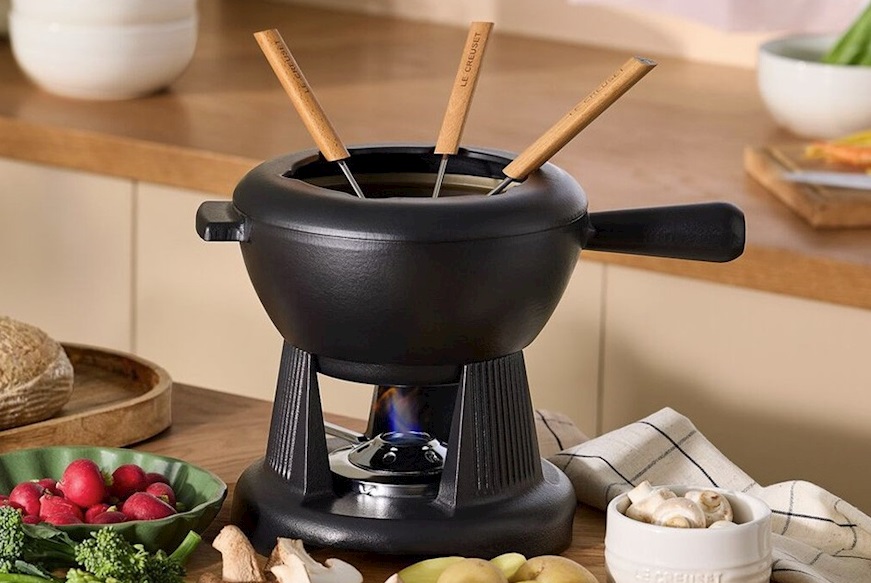 Set fonduta savoiarda ghisa nero matt Le Creuset