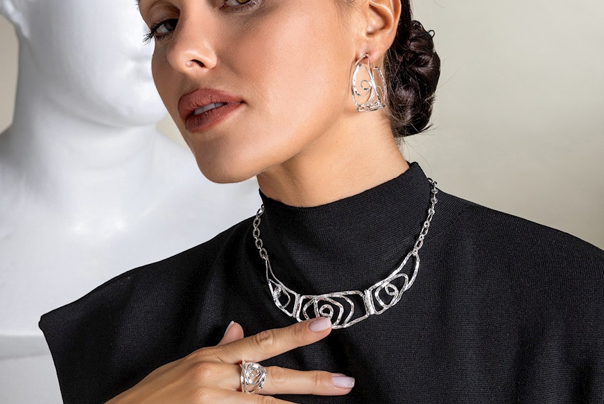 Collana Tea argento con ovali spirale Selezione Zanolli