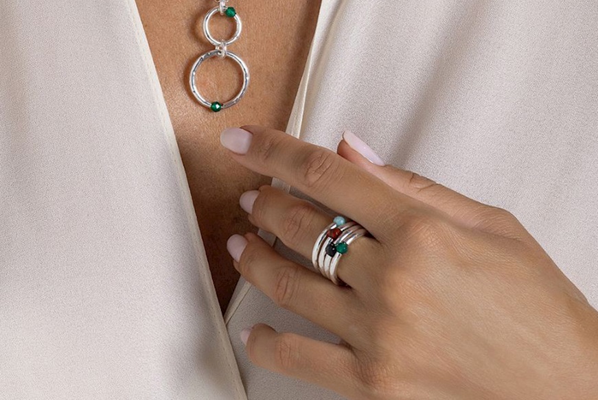 Anello Dafne argento e agata verde Selezione Zanolli