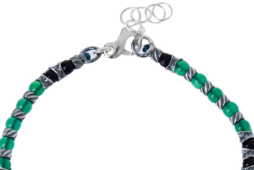 Bracciale uomo Soul Man argento con agata verde e nera Selezione Zanolli