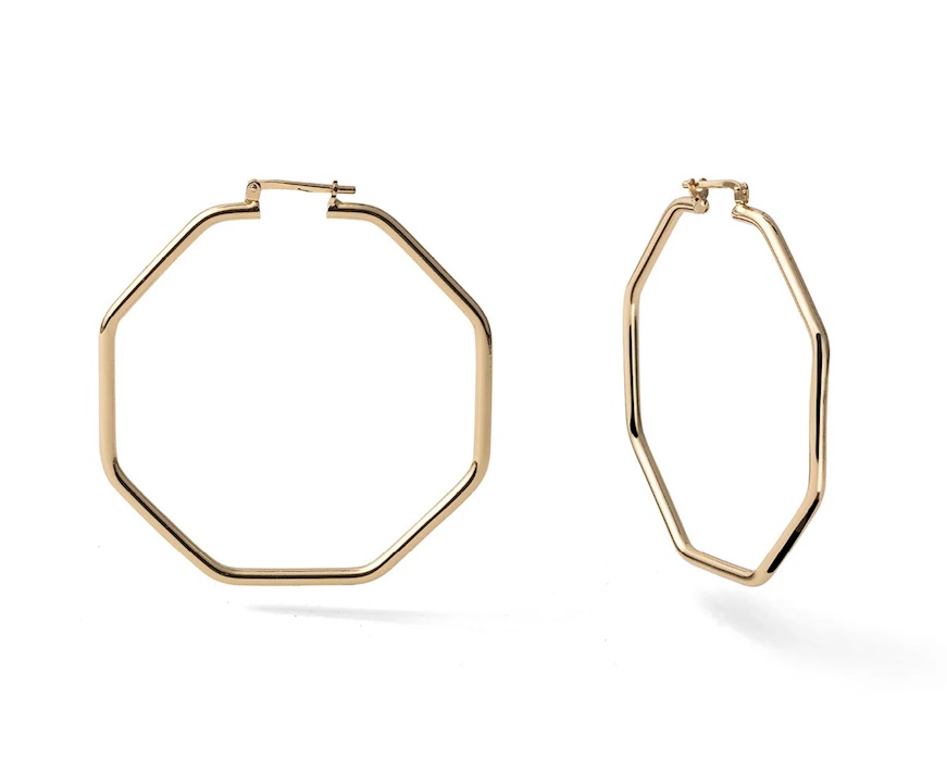 Orecchini ottagonali Line in bronzo dorato Unoaerre