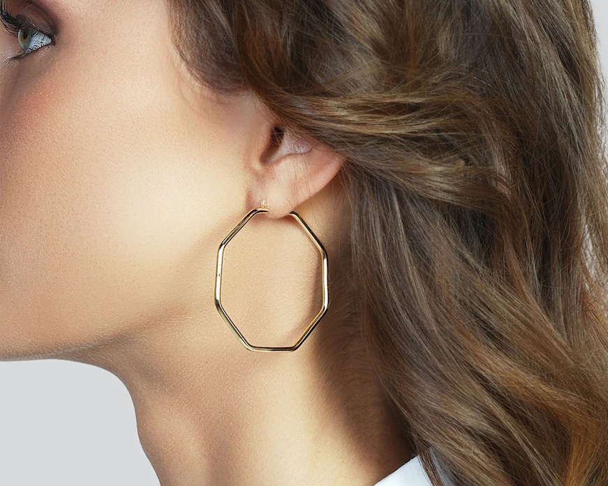 Orecchini ottagonali Line in bronzo dorato Unoaerre