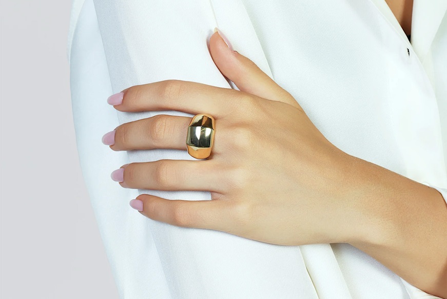 Anello Dinamica in bronzo dorato Unoaerre