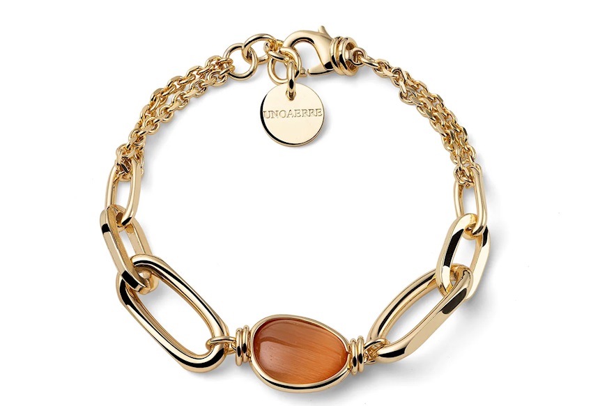 Bracciale Classica in bronzo dorato con occhio di gatto arancio Unoaerre