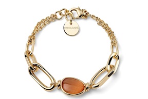 Bracciale Classica in bronzo dorato con occhio di gatto arancio Unoaerre