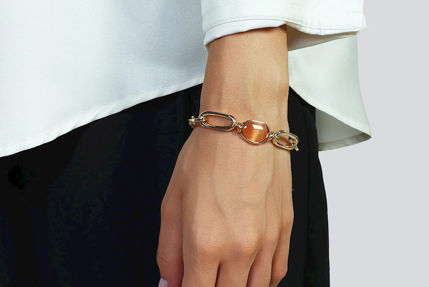 Bracciale Classica in bronzo dorato con occhio di gatto arancio Unoaerre